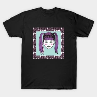 Rockabilly Punk Purple Ponytail Girl T-Shirt